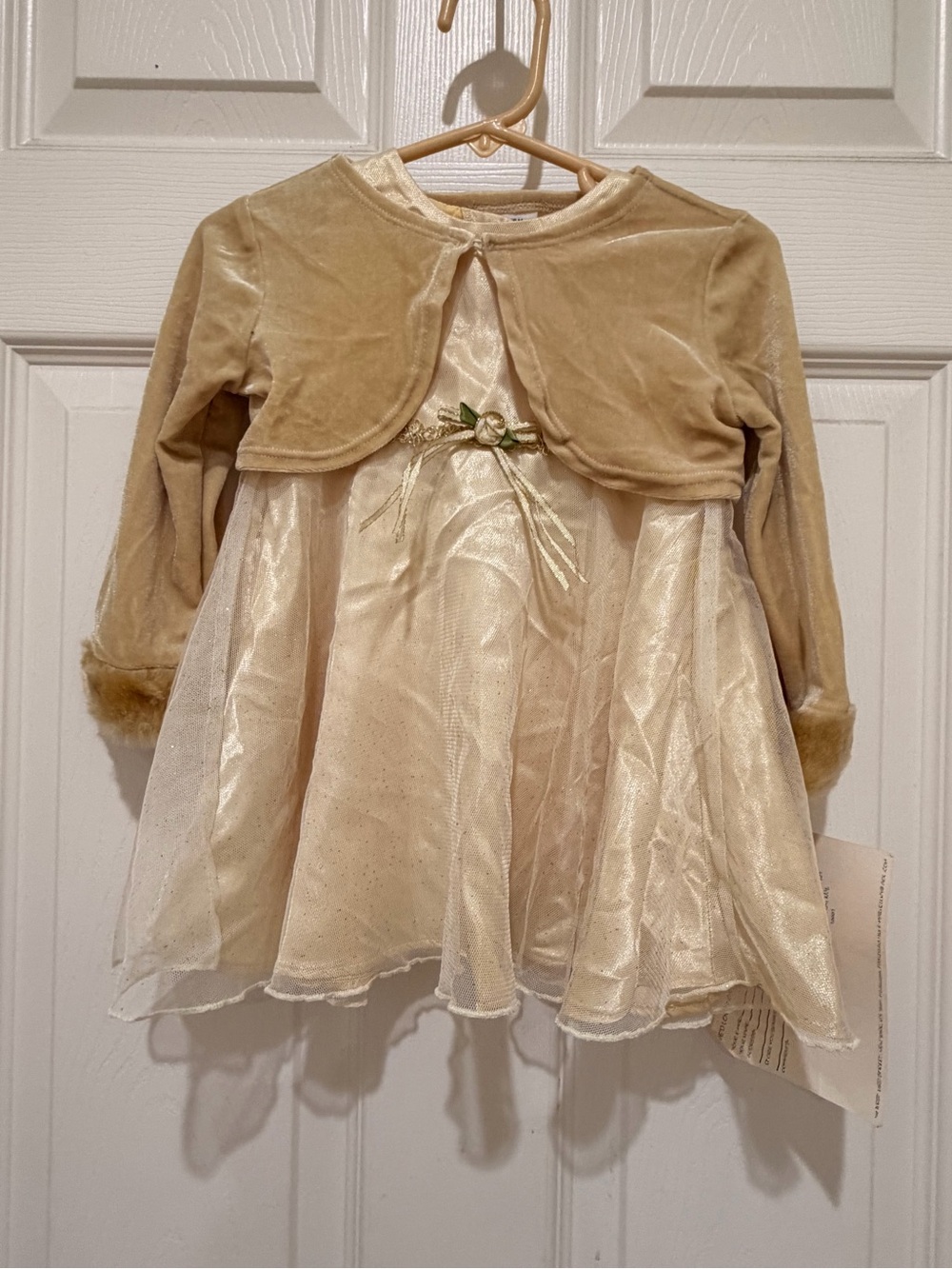 Youngland Gold Tulle Princess Dress with Velvet Bolero